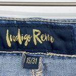 Indigo Rein Denim Button Up Distressed Mini Skirt Size 15 Photo 4