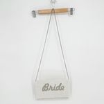 Lulus Bride Beaded Clutch Crossbody Bag White Silver Photo 3