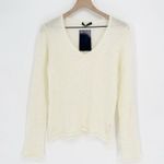 Brandy Melville  Andi V-Neck Sweater Lightweight Mohair Cream Women's OS NEW Photo 2
