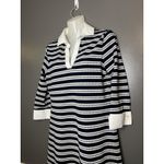 Brooks Brothers Dress Womens Medium Navy White Stripe Knit Shirt 3/4 Sleeve Photo 4