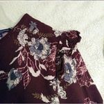 One Clothing Burgundy Floral Ruffle Shoulder Long Sleeve Blouse Top Size S Photo 5
