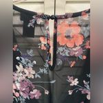 Rue 21  Sheer Floral Romper Long‎ Sleeve Black Pink Cold Shoulder Size L Photo 7