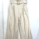 Monteau LA XS Linen Strapless Jumpsuit Belt Beige Pleated Cleangirl Summer Cute Photo 0