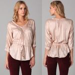Rebecca Taylor Rebecca‎ Taylor Light Pink Satin Silk Blend Beaded Tie Front Top Photo 1