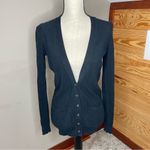 Madewell Inlet Button Up Long Sleeve Cotton Cardigan in Black Small Photo 3