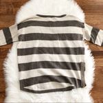 Sioni Cashmere Blend Tan and Brown striped three quarter sleeve sweater Size M Photo 2