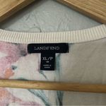 Lands' End Supima Cotton Floral Cardigan Sweater White Pink Coastal Grandma XL Photo 1