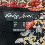 Funky Soul Long Sleeve Boho Hippie Black Floral Dress Size Medium Photo 12