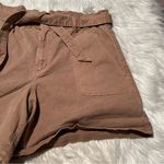 Loft Cuffed Paperbag High Waisted Twill Shorts Tan XL Photo 3