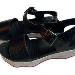 MUK LUKS Women's Slingback Sandals Black Faux Croco Platform Size 11 Photo 0