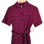 Donna Morgan  Burgundy Utility Belted Short Sleeve‎ Jumpsuit Wide Leg Women's 0 Photo 2