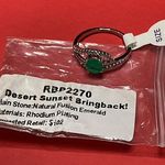 Bomb Party RBP2270 “Desert Sunset Bringback!” Emerald on Rhodium Size 9 Ring NWT Photo 3