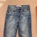 AYR  The Bomb Pop blue denim high-rise straight-leg jeans with a raw hem. Photo 4