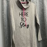 Boutique Grey Cowl Neck Sweater, New XL “HERE TO SLAY” Photo 1