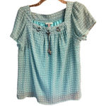 Roz & Ali  Aqua/brown Blouse Sz S NWT Photo 0