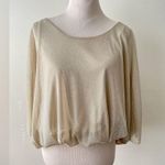 Arden B Sparkly Blouse Slouchy Top batwing Gold Metallic Nude boat-neck size S Photo 7
