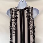 Bar III  Stripe Shift Dress Sz M Black Cream Floral Mod Retro Chic Cocktail 60s Photo 4