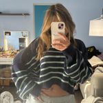 Free People Navy Stripe Easy Street Crop Sweater Photo 2