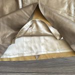 Margaret Godfrey Womens Gold Leather Skirt Size 12 Front Tie Raw Hem Lined EUC Photo 6