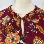 st. john's bay St. John’s Bay Top Blouse Long‎ Sleeve Womens 2XL Ruffled Burgundy Floral Boho Photo 1