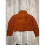 7 For All Mankind Corduroy Puffer Jacket Rust Orange Cropped High Neck XS Photo 2