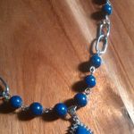 Lapis Lazuli and White Austrian Crystal Silvertone Paperclip Necklace Photo 5