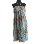 Maternal America Womens Dress Size XL Teal Brown Paisley Halter Maternity NEW Photo 2