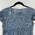 Bellambra Italy Linen Blouse Top Animal Print Leopard summer nautical beach Blue Photo 4