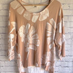 Loft  tropical plant Print Women's Top light pink and white‎ Size XS Photo 0