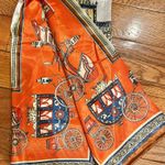 VINTAGE EQUESTRIAN horse and carriage orange silky SCARF 35’/35’ inches Photo 17