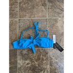 California Waves Blue Knotted Bandeau Bikini Top True Cyan Size Small Photo 1