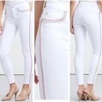 7 For All Mankind High Waist Ankle Skinny w/ Rainbow Fringe Jeans White 24 NEW Photo 1