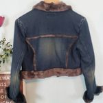 Bebe Late 90's denim jacket brown faux fur trim,rare!” Photo 4