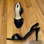 G.I.L.I. Got it Love it Loren Leather Slingback Sandals crisscross straps Glossy Shiny Party Prom Club Date Black Size 8.5 Photo 0