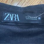 ZARA Women’s Black Linen Utility Long Jacket with belt Sz M Photo 9