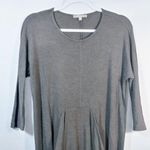 Joan Vass   Gray Drape Pockets Lagenlook Stretch Dress 3/4 Sleeve Size Small Photo 1