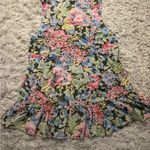 Green and Pink Floral Asymmetrical Tank Top with Relaxed Fit Size 8 White Photo 14