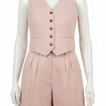 Banana Republic  Vest Shorts Set Linen Blend 12 Orange Herringbone Summer Luxe Photo 0