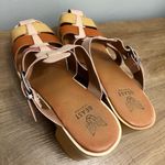 Beast Fashion Colorblock Platform clogs Leather Wood Heel Retro Size 10 Photo 2