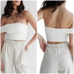 RE ONA Athena Off the Shoulder Crop Top Size XL White Photo 1