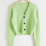 & Other Stories & OTHER STORIES Wool Alpaca Blend Green Crop Cardigan- Size XS Photo 0