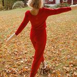 ALBION FIT Red The Merry Bamboo Long Sleeve Jumpsuit Sz.XS NWT Photo 3