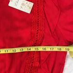 Ruffle crochet lace red elastic waist 3/4 sleeve lightweight lined midi dress Size L Photo 5