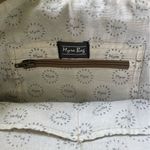 Myra Bag Tan Gray Canvas Leather Purse Shoulder Bag Tote Bag Photo 2