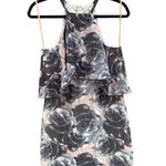 Ali & Jay VIP Only Charcoal Grey Floral Print Georgette Mini Halter Dress Small Photo 0