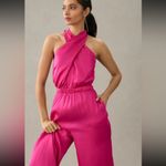 Anthropologie DOLAN Left Coast Pink Satin Halter Jumpsuit Size XS NWT Photo 9
