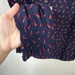BODEN Kara Shooting Stars Blouse Navy Red Smocked Sleeves Button Front Size 10 Blue Photo 6