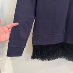 J.Crew  Fringe Gem Crewneck Sweater Navy Black Fringe XS Photo 5