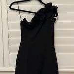 One Shoulder Ruffle Dress Black Photo 1