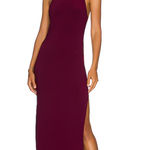 Norma Kamali  X Revolve Turtle Halter Side Slit In Plum Photo 0
